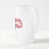 吸血赤い唇から血が滴る フロストグラスビールジョッキ (正面右)