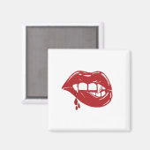 吸血赤い唇から血が滴る マグネット (正面/裏面)