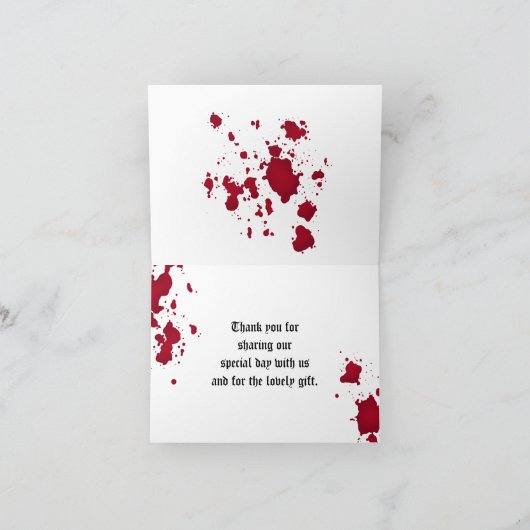 吸血鬼のハロウィンのゴシック様式結婚式は感謝していしています サンキューカード (内部)