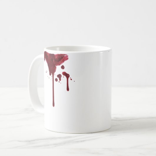 吸血鬼の濃い赤い口紅の血の染み コーヒーマグカップ (正面左)
