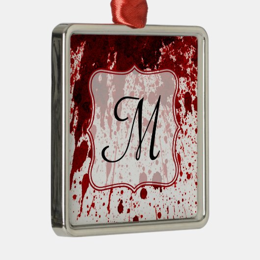 吸血鬼の血の点滴注入のモノグラムのイニシャルのオーナメント メタルオーナメント (右)