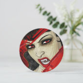 吸血鬼の顔のハロウィンの誕生会 招待状 (スタンド正面)