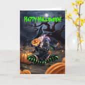 吸血鬼の魔法使いのハロウィンカード カード (黄色い花)
