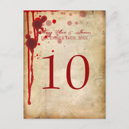 吸血鬼ハロウィンテーブルナンバー フェイクブラッドレッド ポストカード (正面)