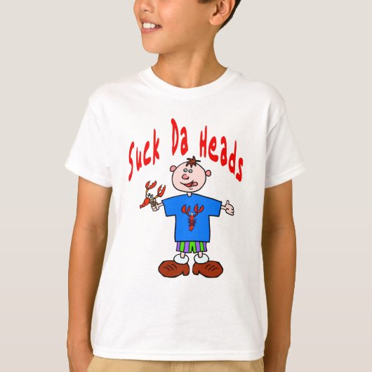 吸Da Heads: Kids Crawfish Cartoon Tシャツ (正面)