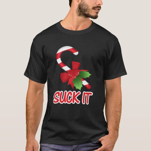 吸It Candy Cane Girl Christmas棒つきキャンデー恋人C Tシャツ (正面)