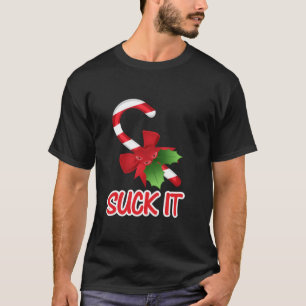 吸It Candy Cane Girl Christmas棒つきキャンデー恋人C Tシャツ
