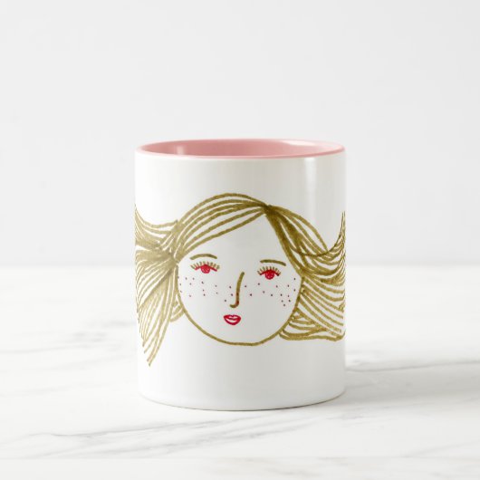 吹かれる自転車 ツートーンマグカップ (中央)