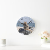 吹きさらしの猫 ラウンド壁時計 (ホーム)