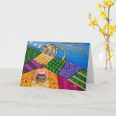 吹きさらしの風変わり カード (黄色い花)