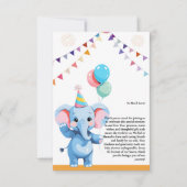 吹きカラフル出し付きベビーゾウ サンキューカード (正面)