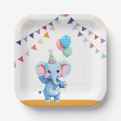 吹きカラフル出し付きベビーゾウ ペーパープレート (正面)