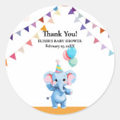 吹きカラフル出し付きベビーゾウ ラウンドシール (正面)