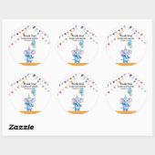 吹きカラフル出し付きベビーゾウ ラウンドシール (シート)