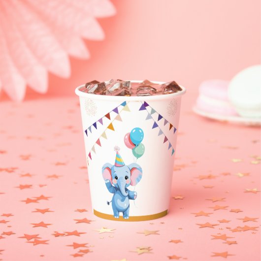 吹きカラフル出し付きベビーゾウ 紙コップ (インサイチュ)