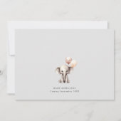 吹きシンプル気球の中性ベビーシャワー付きゾウ 招待状 (裏面)