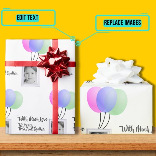 吹き出しのあるフォトフレーム ラッピングペーパー