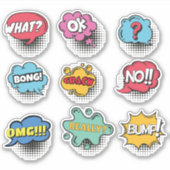 吹き出しの動的カラフル図形セット シール (正面)