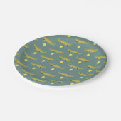 吹き出しを印刷した灰色のワニ ペーパープレート (アングル)