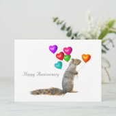 吹き出しハート付きリス記念カード セーブザデート (スタンド正面)