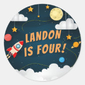 吹き飛ばす |パーソナライズされた子供の誕生日 ラウンドシール (正面)