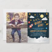 吹き飛ばす |誕生日パーティフォト招待状 招待状 (正面)