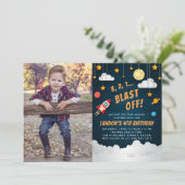 吹き飛ばす |誕生日パーティフォト招待状 招待状 (スタンド正面)