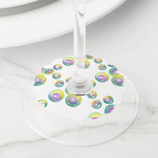 吹のバブル虹色のバブルの杖 ワイングラスタグ