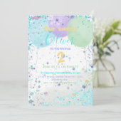 吹カラフル気球の男の子の誕生日パーティーの招待 案内状 (スタンド正面)