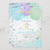 吹カラフル気球の男の子の誕生日パーティーの招待 案内状 (正面/裏面)