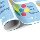 吹カラフル気球ボーイズ誕生日 ラッピングペーパー (ロールコーナー)