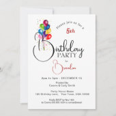 吹カラフル気球、誕生日パーティー 招待状 (正面)