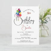 吹カラフル気球、誕生日パーティー 招待状 (スタンド正面)