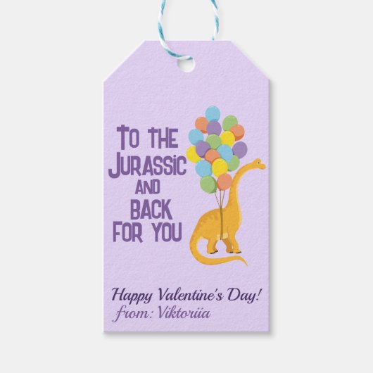 吹カラフル気球dino kids valentine's school ギフトタグ (正面)