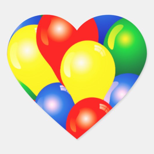 吹カラフル気誕生会テンプレート ハートシール (正面)