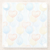 吹カラフル球：水色シームレスパターン。 ガラスコースター (裏面)