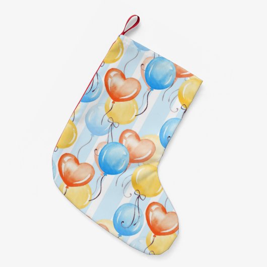 吹カラフル球:水色シームレスパターン。 スモールクリスマスストッキング (正面 (吊り時))