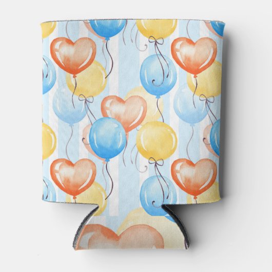 吹カラフル球:水色シームレスパターン。 缶クーラー (正面)