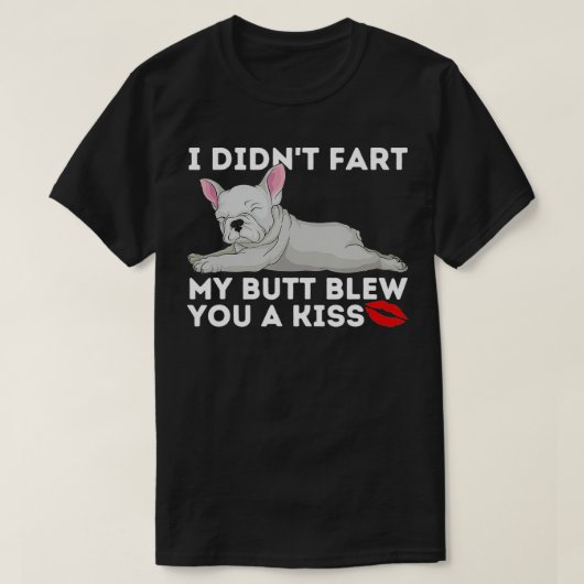 吹キスおもしろいフフランスのレンキ犬 Tシャツ (デザイン正面)
