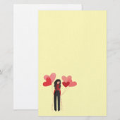 吹モダン気球のある女の子 便箋 (正面/裏面)