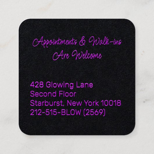 吹吹き出しバー名前を追加Neon Pink スクエア名刺 (裏面)