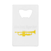 吹懸命指を早く！おもしろいトランペットの贈り物おもしろい。 クレジットカード栓抜き (正面)