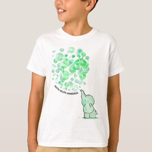 吹気球を上げるメンタルヘルス認識度 Tシャツ (正面)