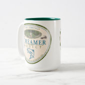 吹流しの常習者の毛鉤釣のマグ ツートーンマグカップ (正面左)