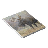 吹雪の中で《植物》アスペンの木々を持つ牛のムース ノートパッド (アングル)