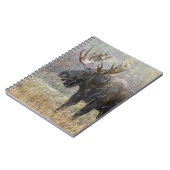 吹雪の中で《植物》アスペンの木々を持つ牛のムース ノートブック (左側)