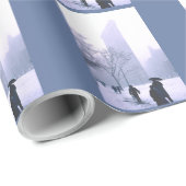 吹雪の中の建物 ラッピングペーパー (ロールコーナー)