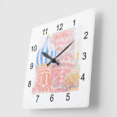 吹雪の中の聖バジル大聖堂 スクエア壁時計 (傾斜)