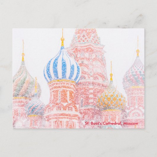 吹雪の中の聖バジル大聖堂 ポストカード (正面)