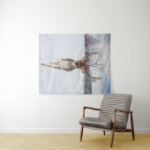 吹雪の冬のトナカイ タペストリー (インサイチュ(横))